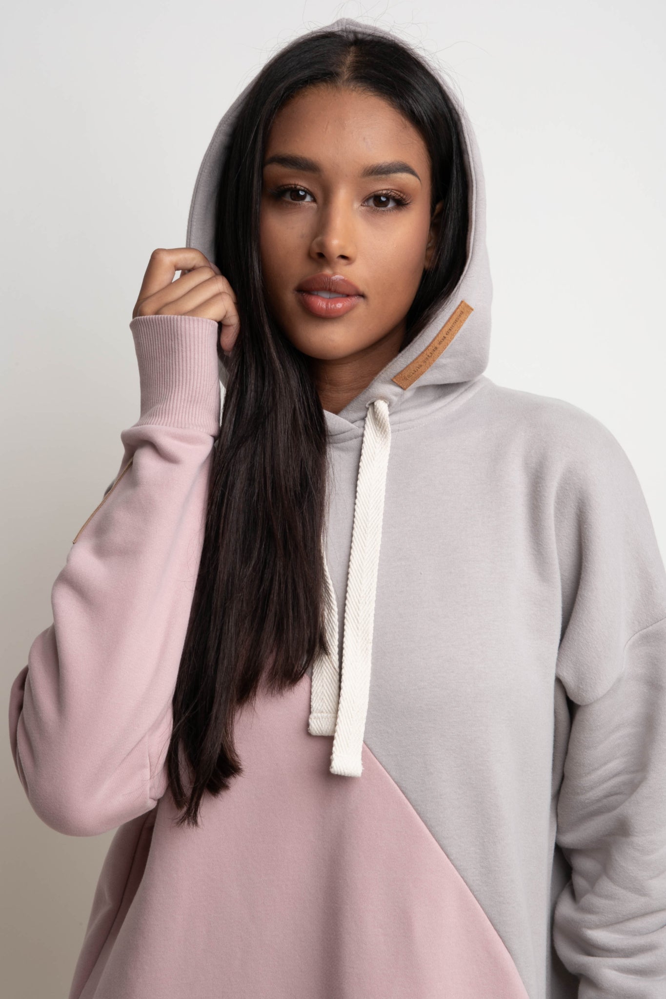 LONG OVERSIZE HOODED SWEATSHIRT LIGHT PINK - SALAMINA