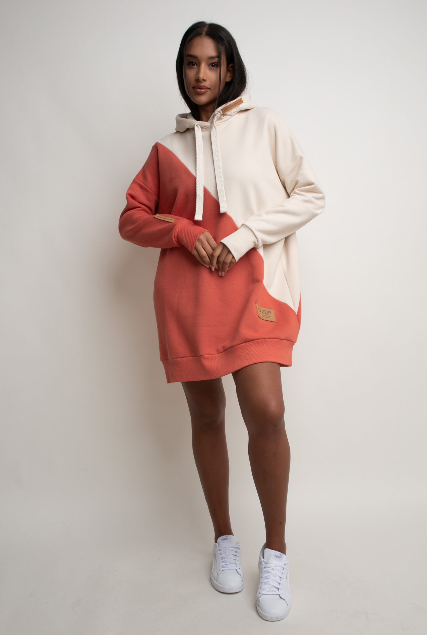 SALAMINA - LONG OVERSIZE HOODED SWEATSHIRT ORANGE