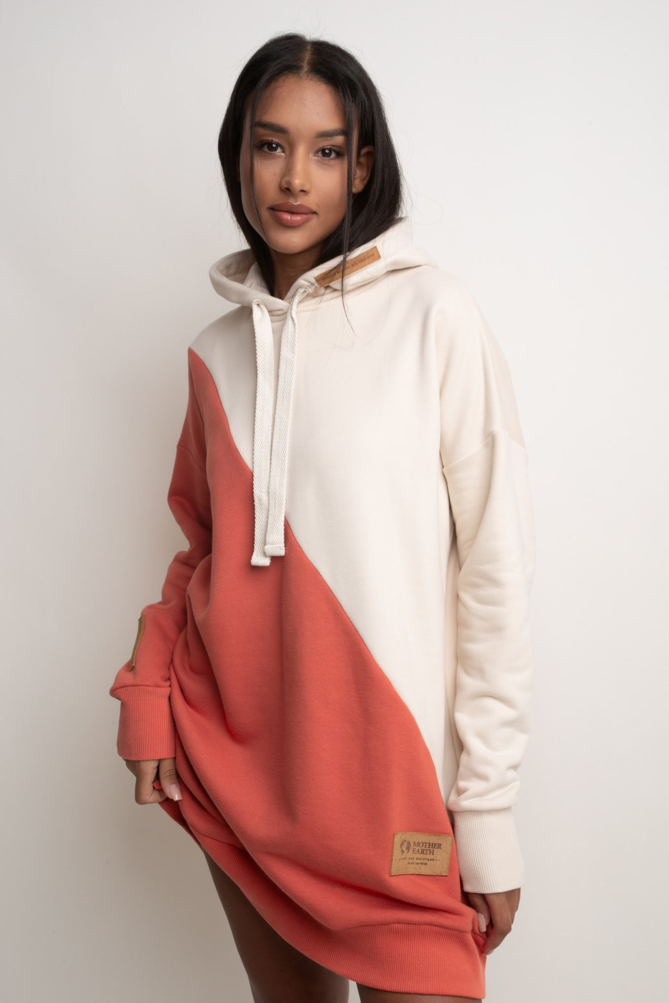 SALAMINA - LONG OVERSIZE HOODED SWEATSHIRT ORANGE