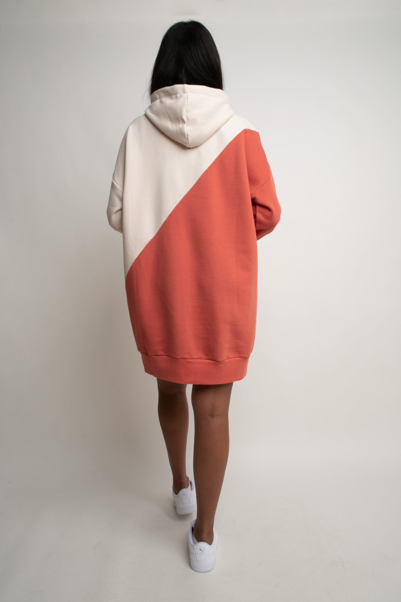 SALAMINA - LONG OVERSIZE HOODED SWEATSHIRT ORANGE