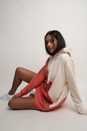 SALAMINA - LONG OVERSIZE HOODED SWEATSHIRT ORANGE