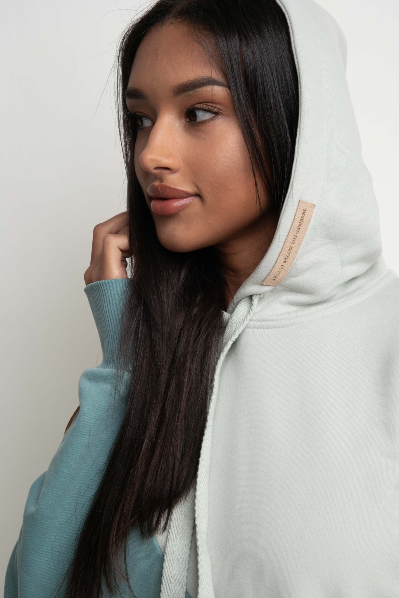 SALAMINA - LONG OVERSIZE TURQUOISE HOODED SWEATSHIRT