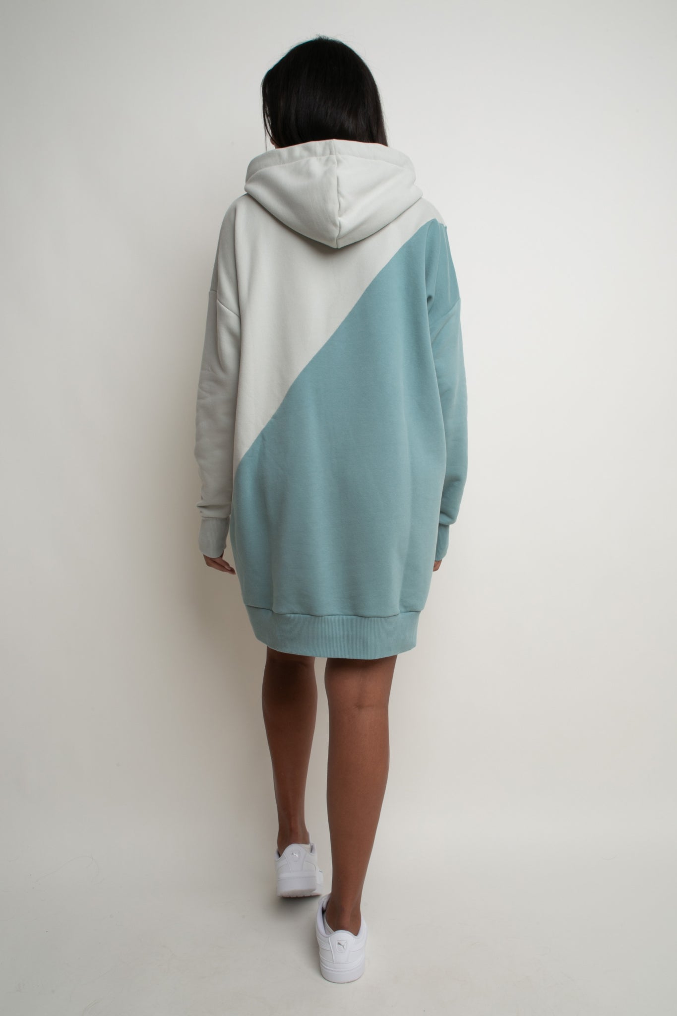 SALAMINA - LONG OVERSIZE TURQUOISE HOODED SWEATSHIRT