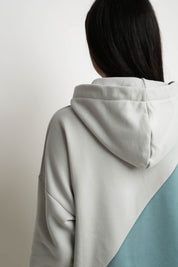 SALAMINA - LONG OVERSIZE TURQUOISE HOODED SWEATSHIRT