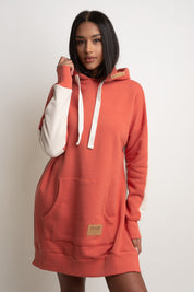 LONG HOODED SWEATSHIRT ORANGE-CREAM - SIKOKU