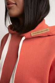 LONG HOODED SWEATSHIRT ORANGE-CREAM - SIKOKU