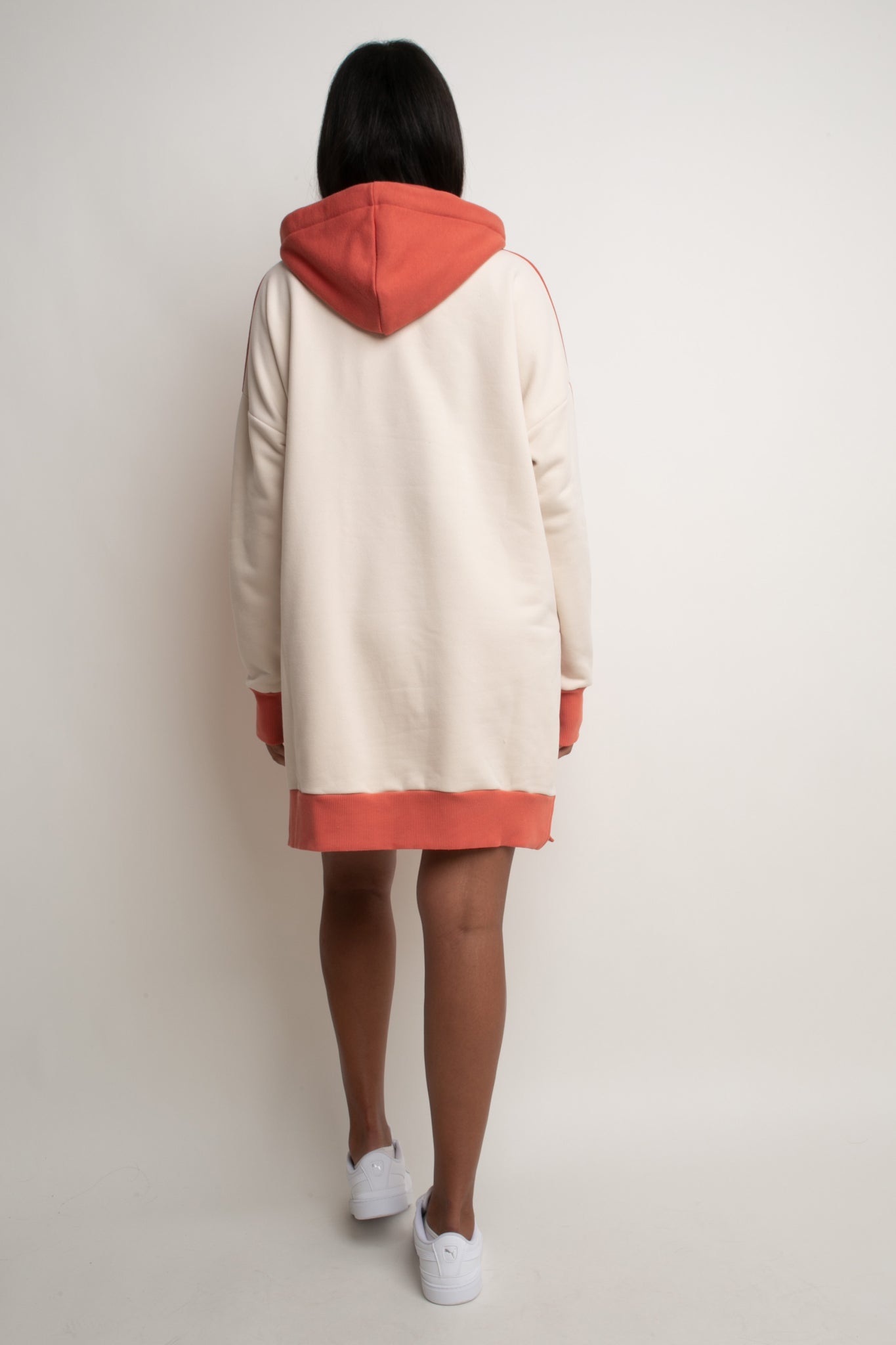 LONG HOODED SWEATSHIRT ORANGE-CREAM - SIKOKU