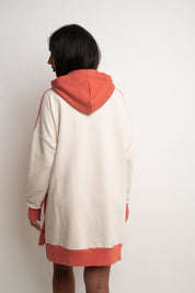 LONG HOODED SWEATSHIRT ORANGE-CREAM - SIKOKU