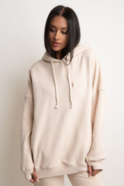 OVERSIZE HOODED SWEATSHIRT LIGHT BEIGE - EGERIA