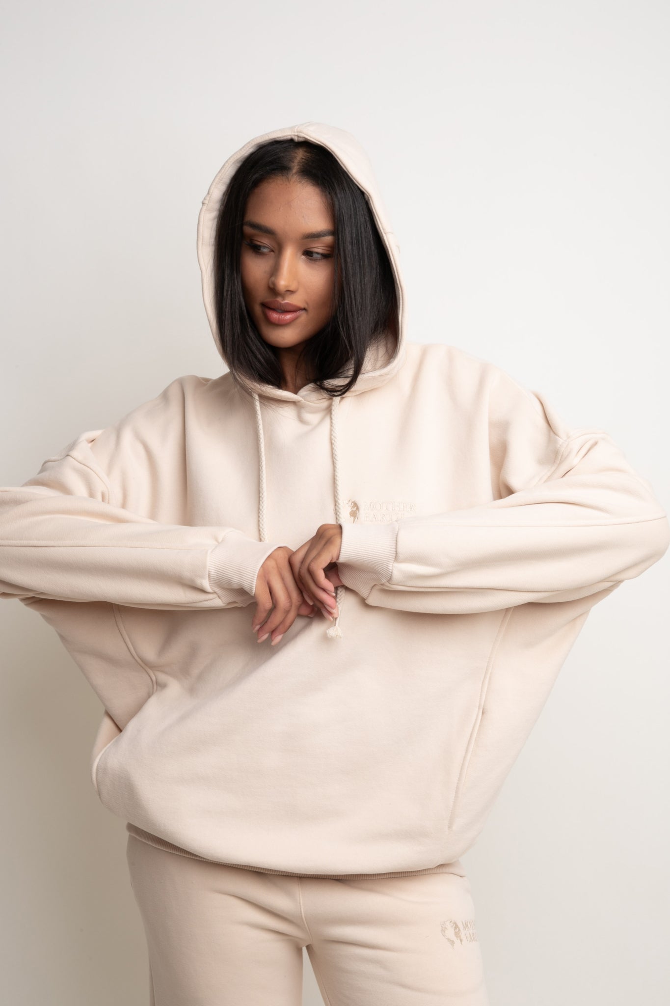 OVERSIZE HOODED SWEATSHIRT LIGHT BEIGE - EGERIA