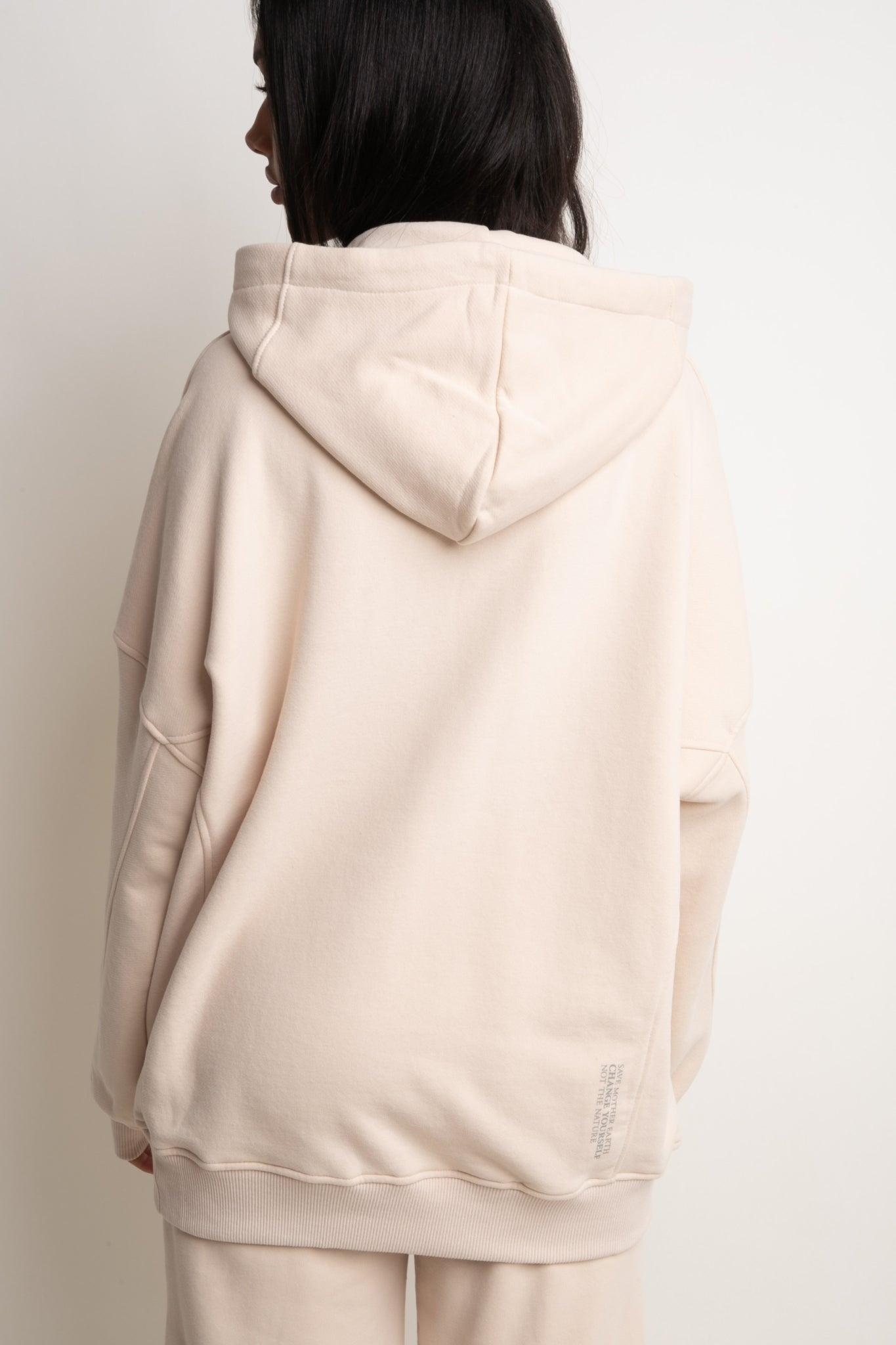 OVERSIZE HOODED SWEATSHIRT LIGHT BEIGE - EGERIA