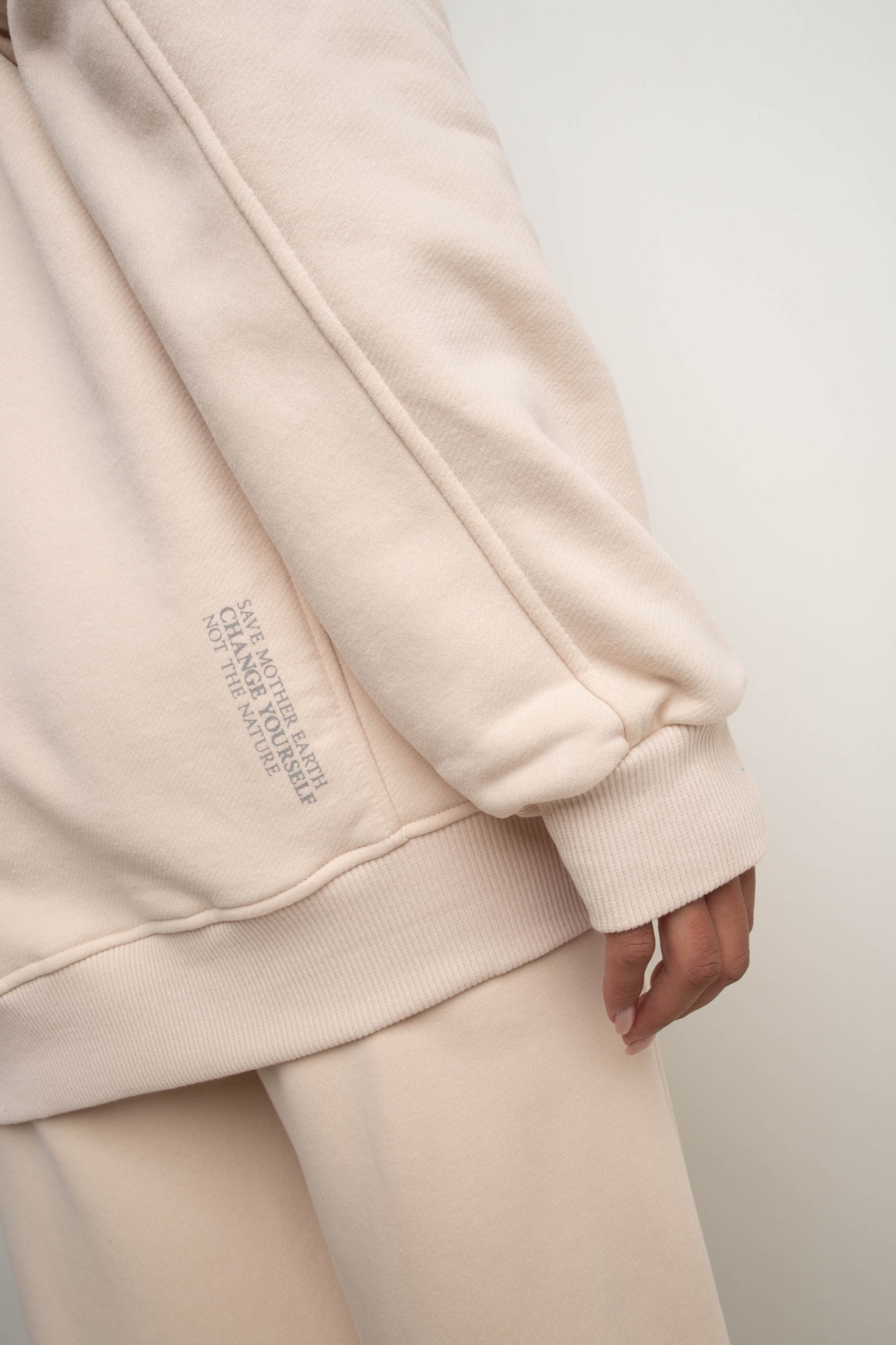 OVERSIZE HOODED SWEATSHIRT LIGHT BEIGE - EGERIA