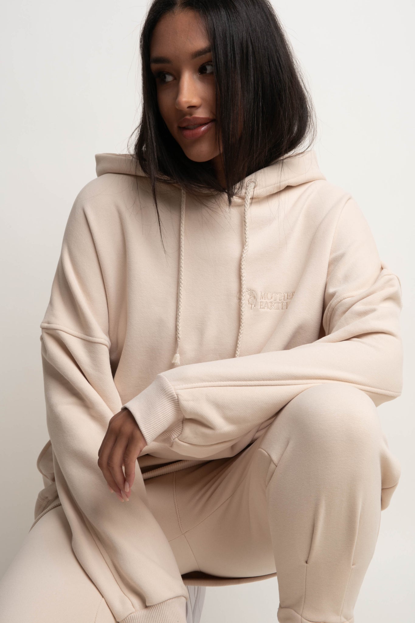 OVERSIZE HOODED SWEATSHIRT LIGHT BEIGE - EGERIA