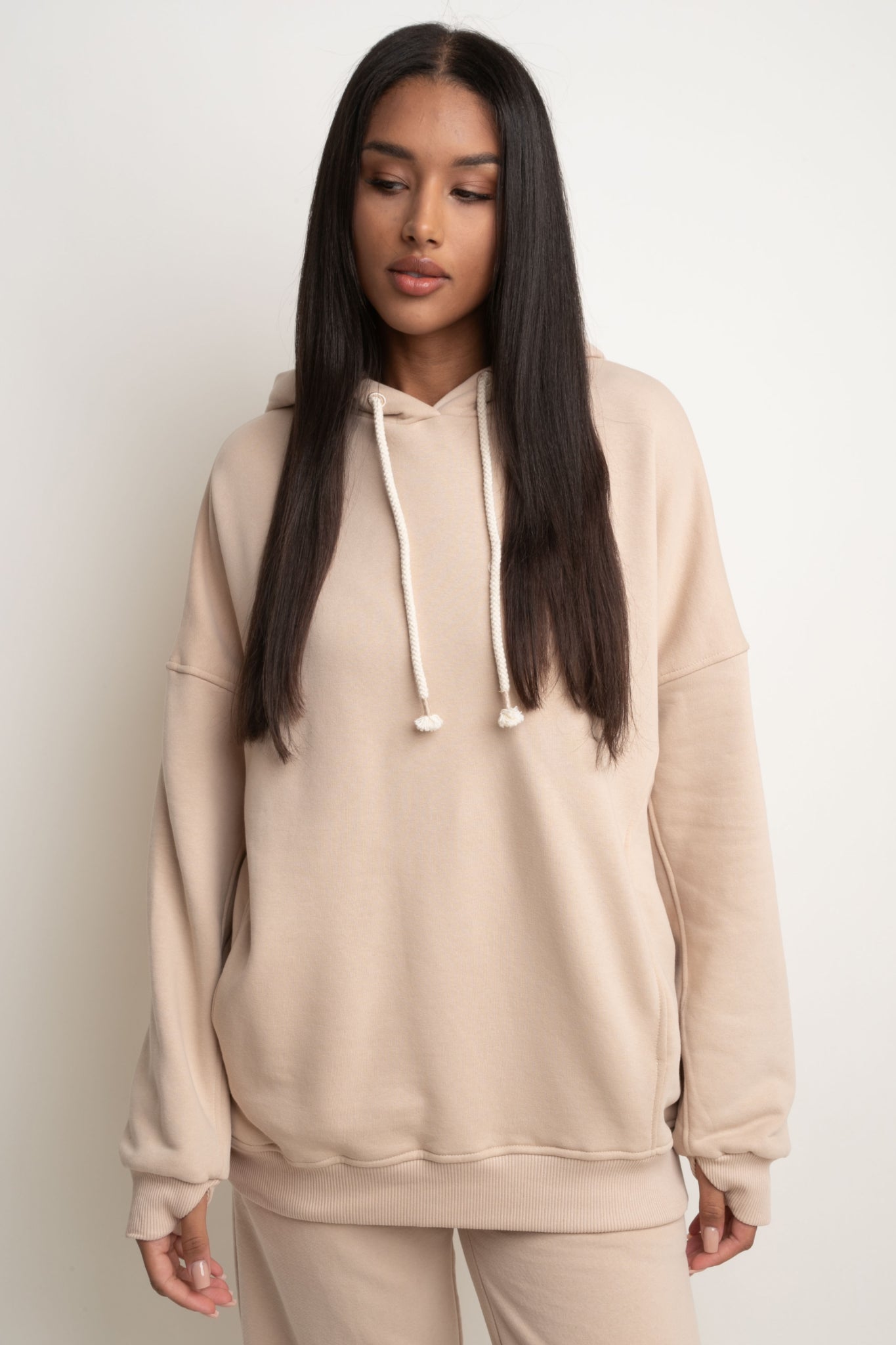 OVERSIZE HOODED SWEATSHIRT BEIGE - EGERIA