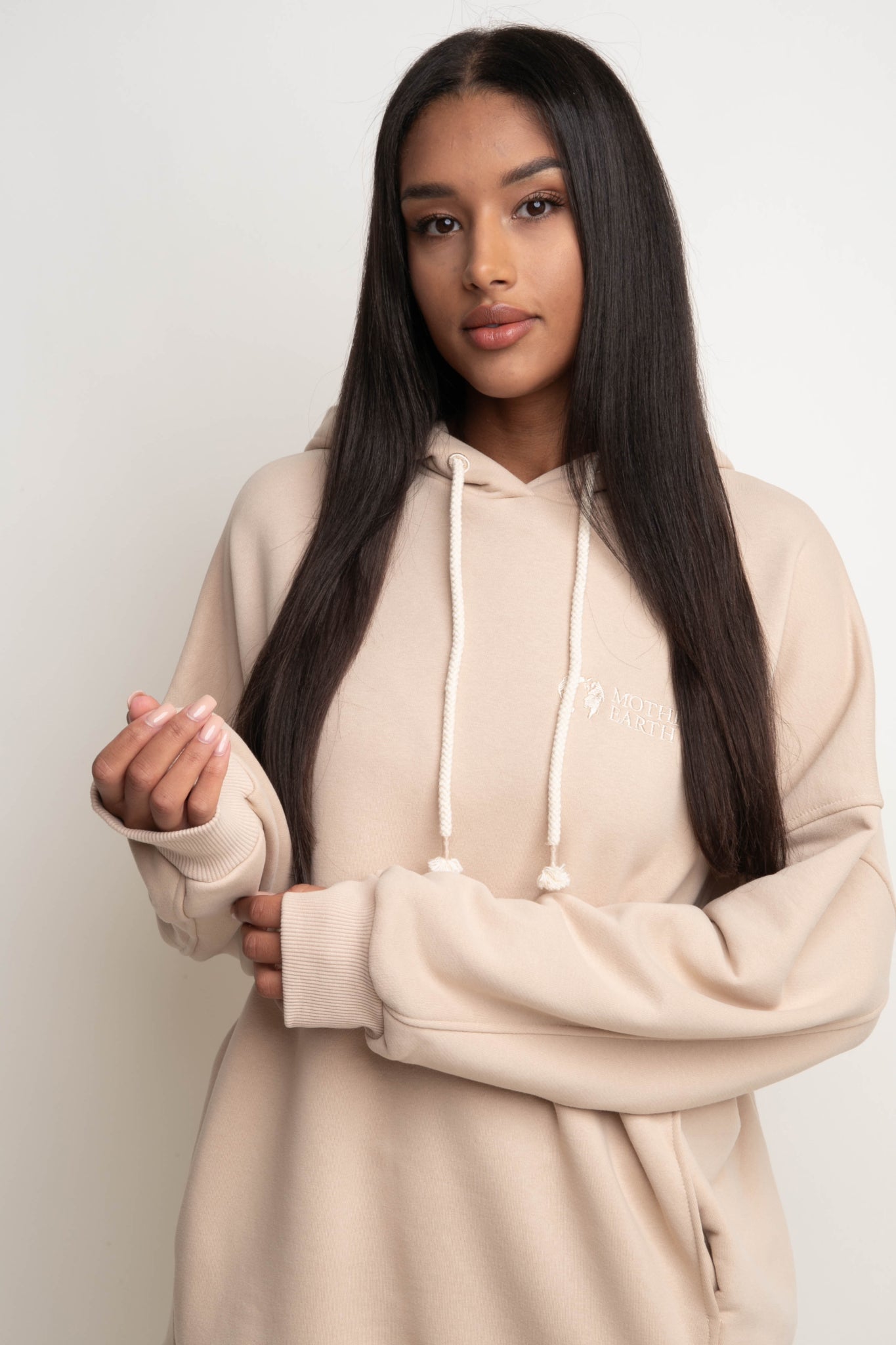 OVERSIZE HOODED SWEATSHIRT BEIGE - EGERIA