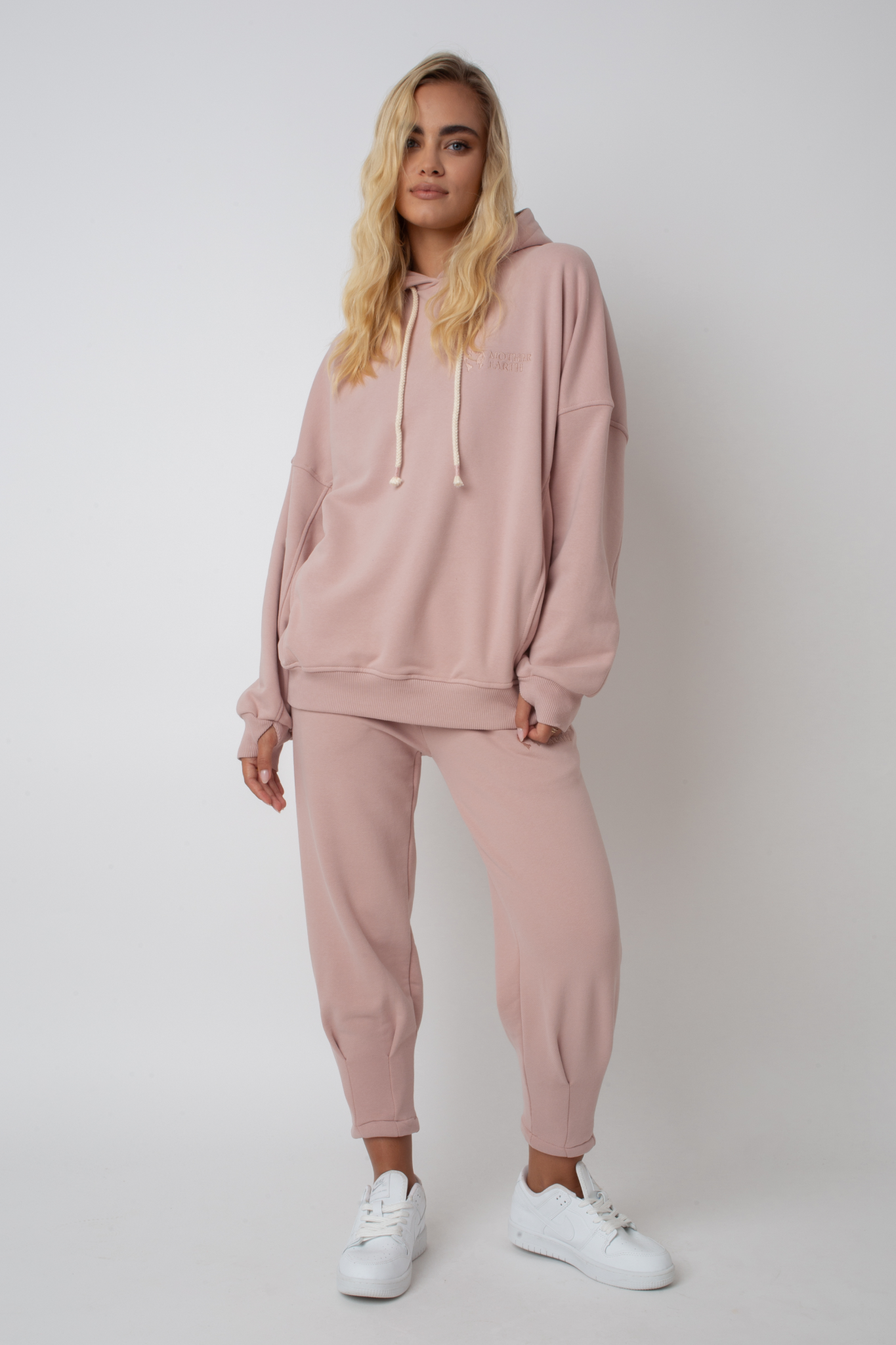 OVERSIZE HOODED SWEATSHIRT LIGHT PINK - EGERIA