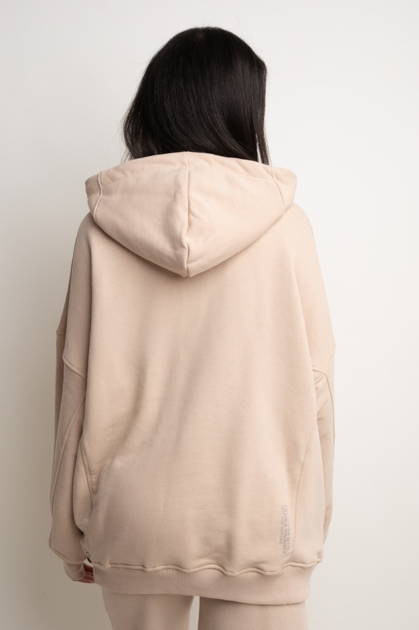 OVERSIZE HOODED SWEATSHIRT BEIGE - EGERIA