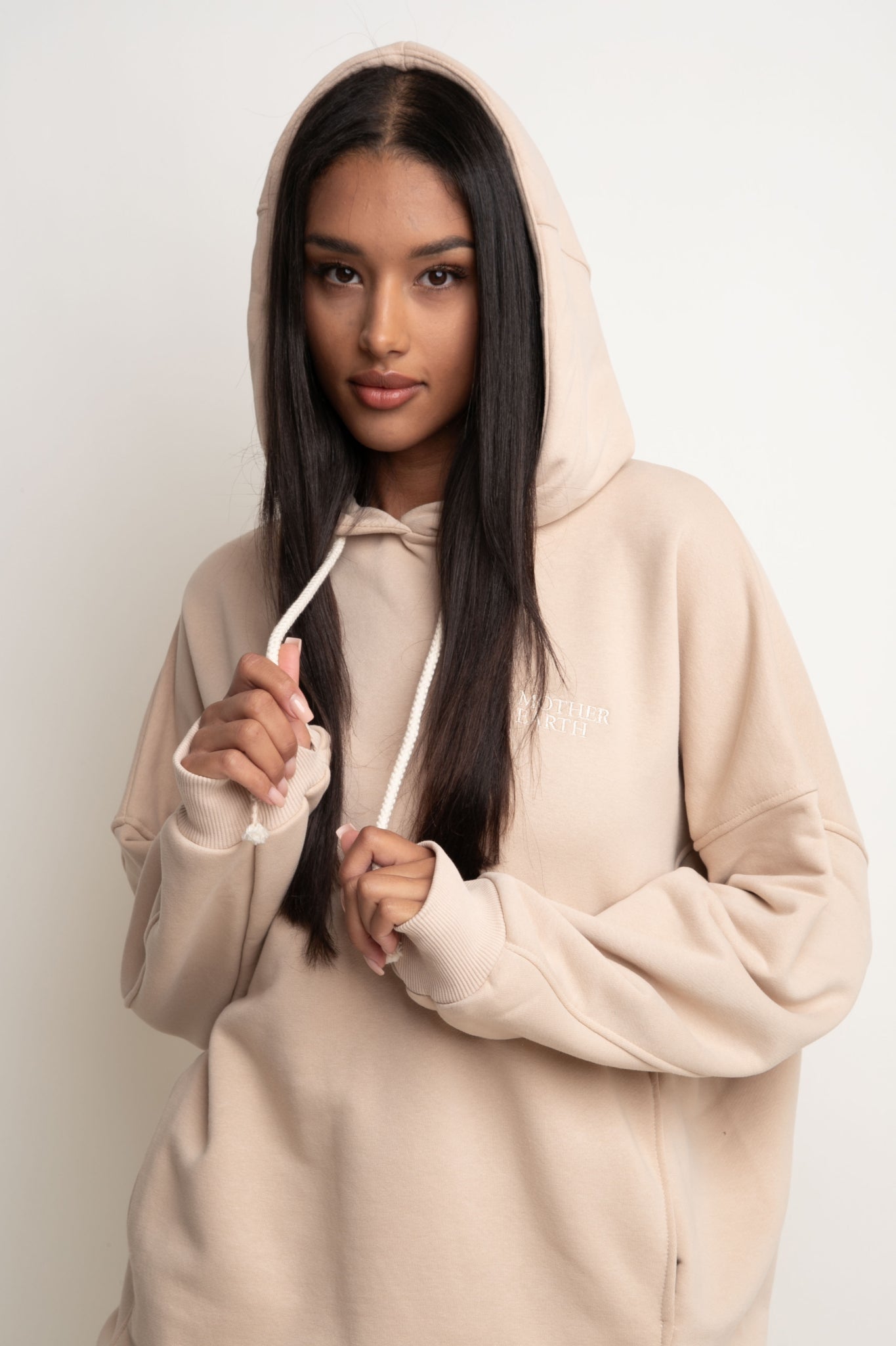 OVERSIZE HOODED SWEATSHIRT BEIGE - EGERIA