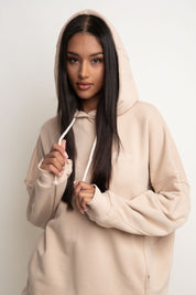 OVERSIZE HOODED SWEATSHIRT BEIGE - EGERIA