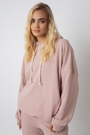 BLUZA OVERSIZE Z KAPTUREM JASNORÓŻOWA - EGERIA