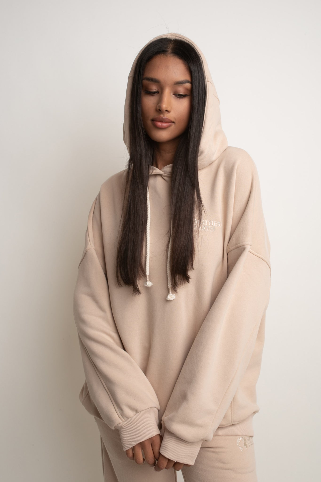 OVERSIZE HOODED SWEATSHIRT BEIGE - EGERIA