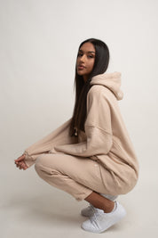 OVERSIZE HOODED SWEATSHIRT BEIGE - EGERIA