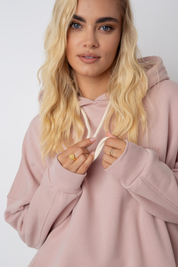 OVERSIZE HOODED SWEATSHIRT LIGHT PINK - EGERIA