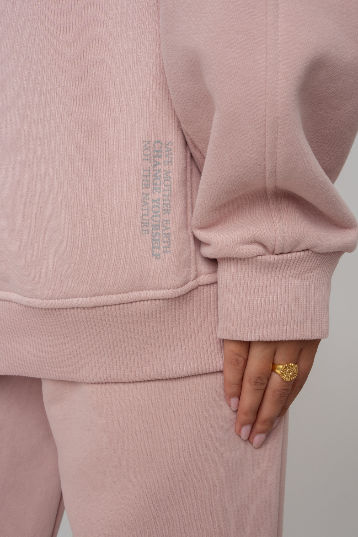 OVERSIZE HOODED SWEATSHIRT LIGHT PINK - EGERIA