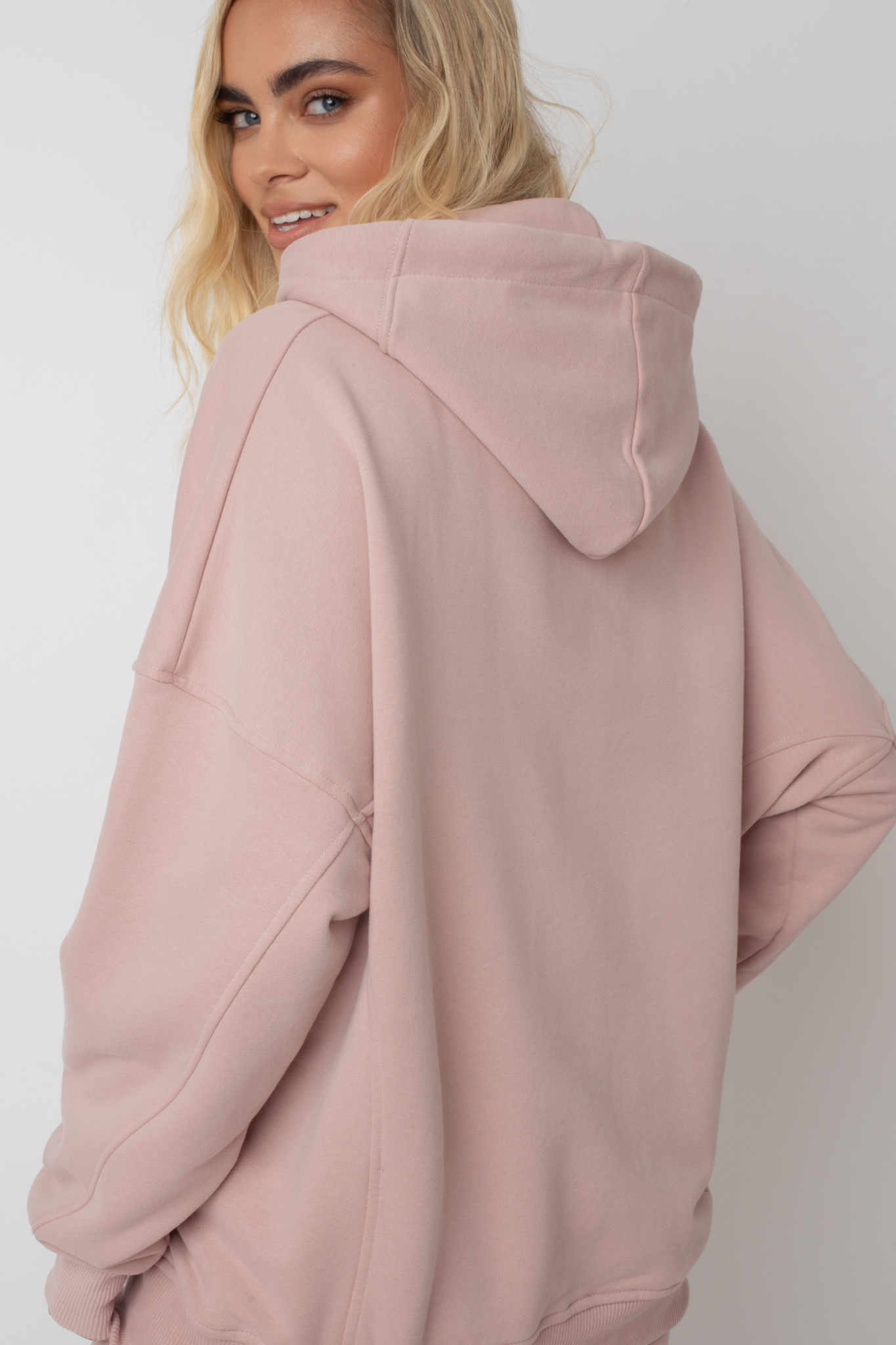 OVERSIZE HOODED SWEATSHIRT LIGHT PINK - EGERIA