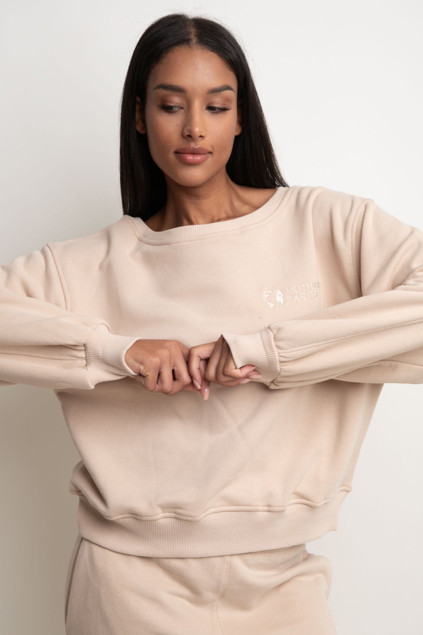 BLUZA TYPU CREWNECK BEŻOWA - COMINO