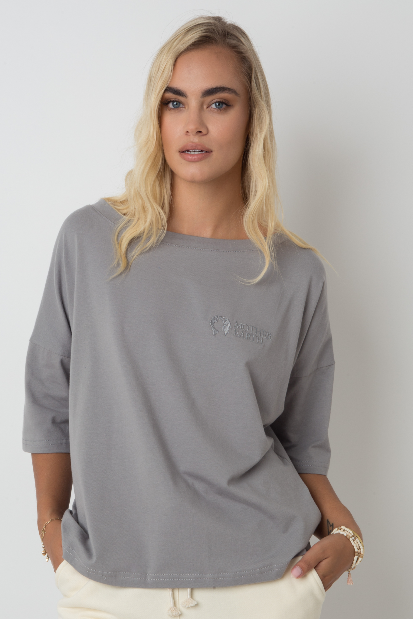 T-SHIRT OVERSIZE ANTRACYTOWY - BIANCA