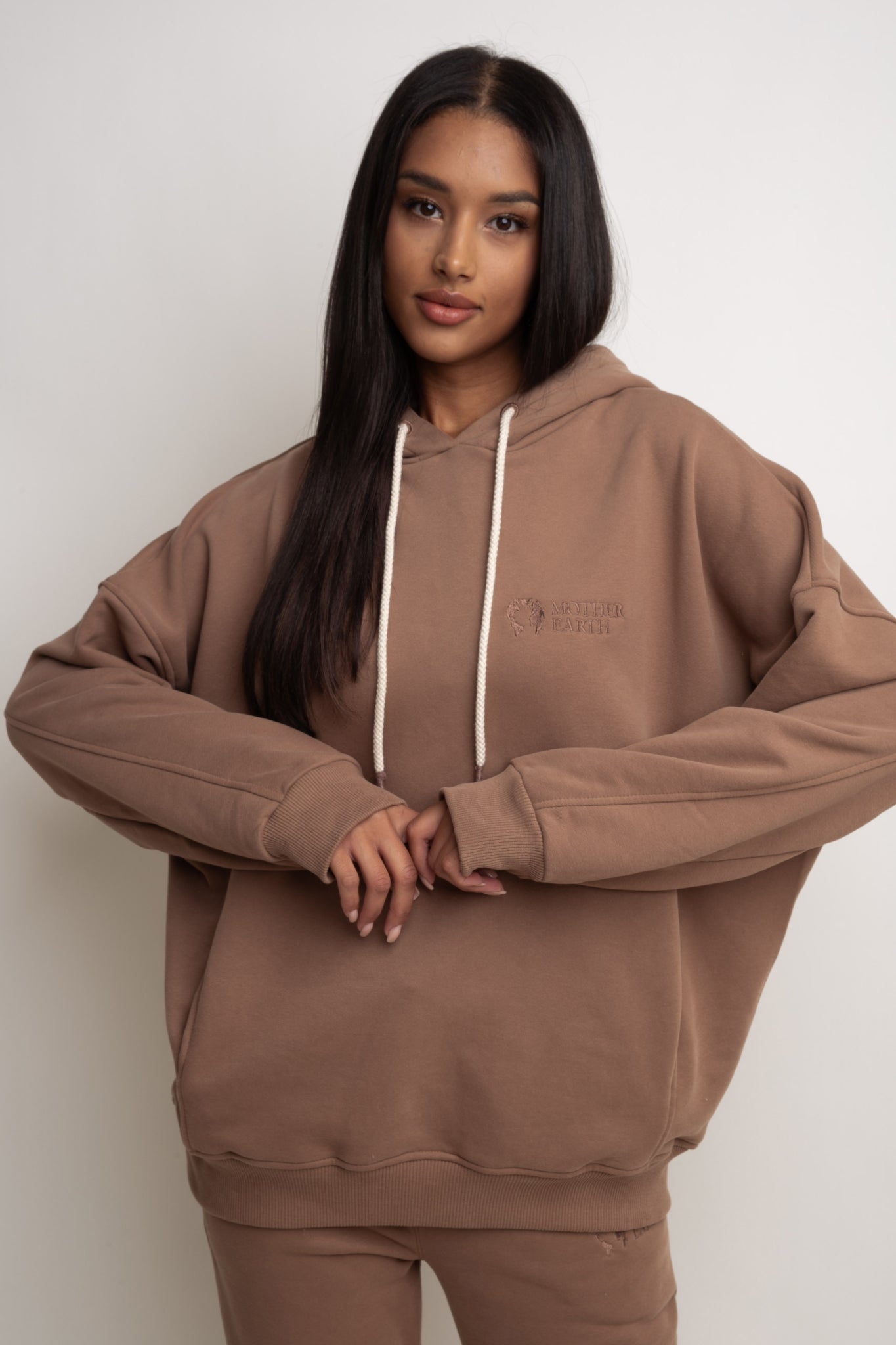 OVERSIZE HOODED SWEATSHIRT DARK BROWN - EGERIA