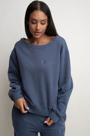 BLUZA TYPU CREWNECK GRANATOWA - COMINO