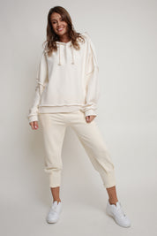 OVERSIZE ECRU HOODED SWEATSHIRT - NESCA