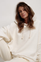 OVERSIZE ECRU HOODED SWEATSHIRT - NESCA