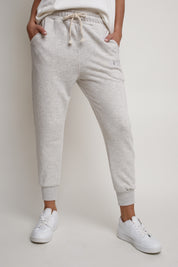 LIGHT GREY MELANGE JOGGER TROUSERS - BEGERA