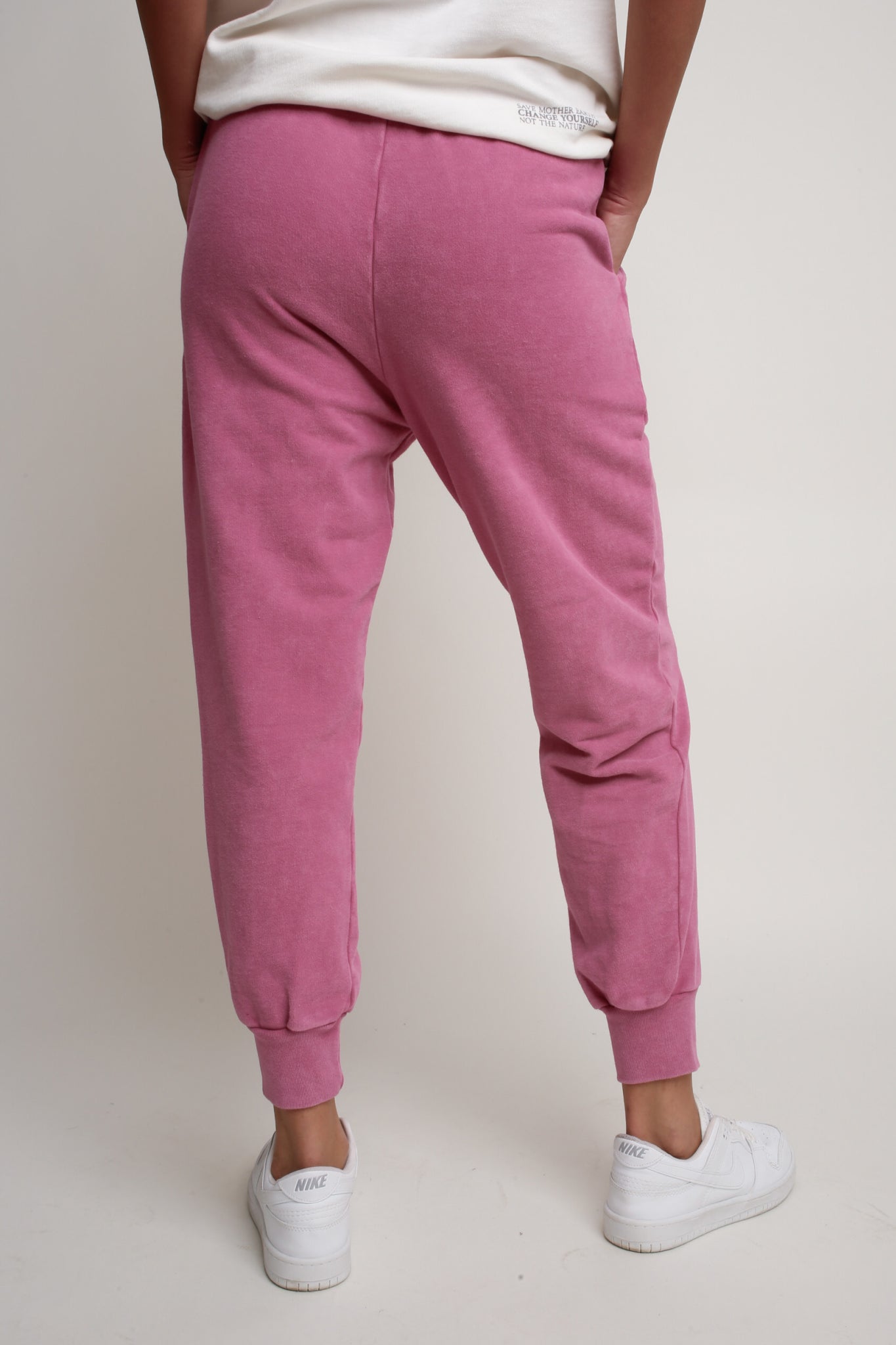 PINK WASHED EFFECT JOGGER TROUSERS - BEGERA