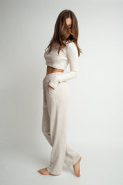 WIDE COTTON TROUSERS IN NATURAL HEMP COLOR - CORDONAZO