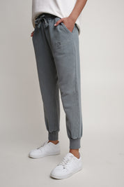 WASHED EFFECT JOGGER TROUSERS GREY - BEGERA