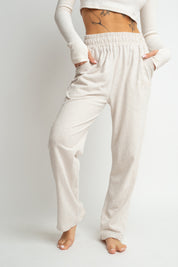 WIDE COTTON TROUSERS IN NATURAL HEMP COLOR - CORDONAZO