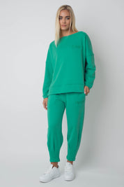 OVERSIZE SWEATSHIRT WITH WIDE NECKLINE GREEN - MULL