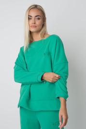 OVERSIZE SWEATSHIRT WITH WIDE NECKLINE GREEN - MULL