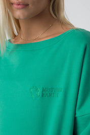 OVERSIZE SWEATSHIRT WITH WIDE NECKLINE GREEN - MULL