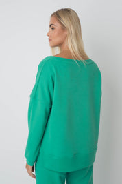 OVERSIZE SWEATSHIRT WITH WIDE NECKLINE GREEN - MULL