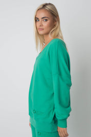 BLUZA Z DEKOLTEM OVERSIZE ZIELONA - BISCOE