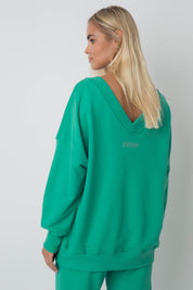 BLUZA Z DEKOLTEM OVERSIZE ZIELONA - BISCOE