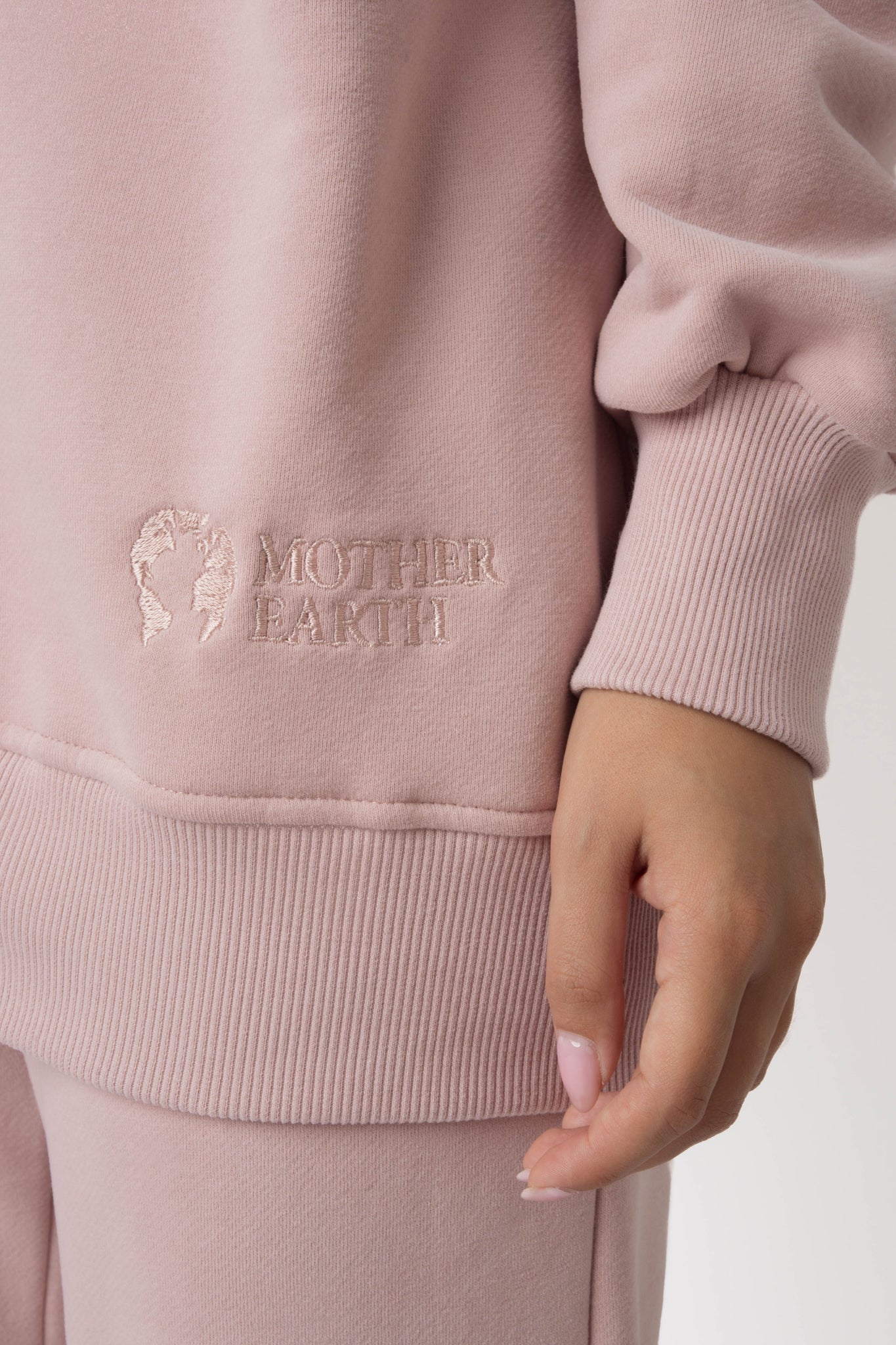 OVERSIZE LIGHT PINK NECKLINE SWEATSHIRT - BISCOE