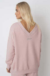 OVERSIZE LIGHT PINK NECKLINE SWEATSHIRT - BISCOE