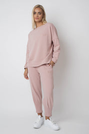 OVERSIZE SWEATSHIRT WITH WIDE NECK LIGHT PINK - MULL