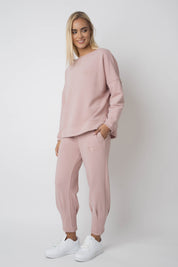 OVERSIZE SWEATSHIRT WITH WIDE NECK LIGHT PINK - MULL